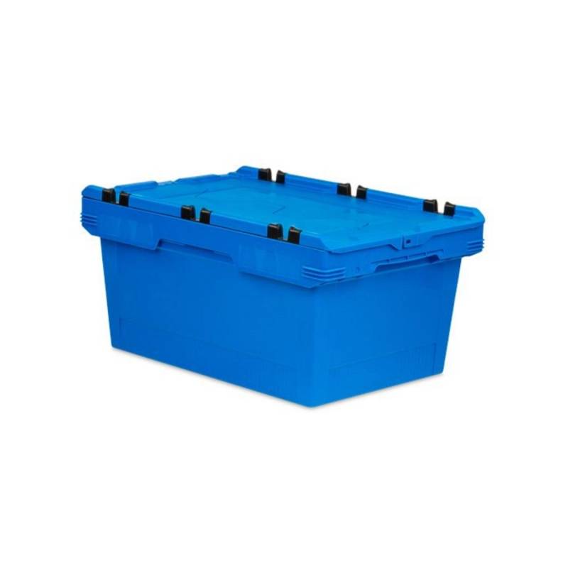 PROREGAL Conical Mehrweg-Stapelbehälter mit Krokodildeckel Blau HxBxT 29,9 x 41 x 61cm 47 Liter Lagerbox  Eurobox  Transportbox  Transportbehälter von PROREGAL