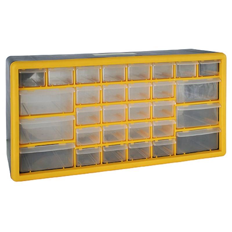PROREGAL Cosimo Kleinteilemagazin mit 30 Schubfächer Grau/Gelb HxBxT 23 x 50 x 16 cm Kleinteileregal Sortimentsboxen Sortimentskastenregal von PROREGAL