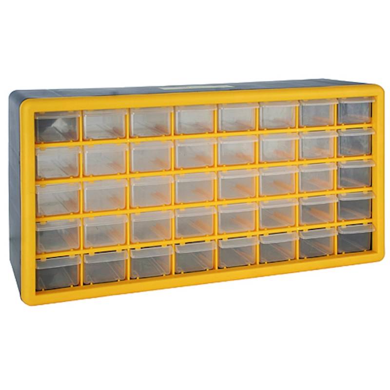 PROREGAL Cosimo Kleinteilemagazin mit 40 Schubfächer Grau/Gelb HxBxT 25 x 50 x 16 cm Kleinteileregal Sortimentsboxen Sortimentskastenregal von PROREGAL