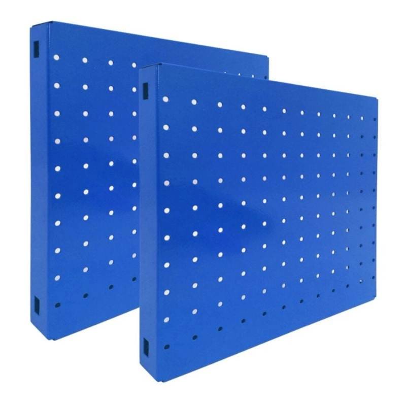 PROREGAL Doppelpack 2x Memoboard aus Stahl Gelocht HxBxT 30 x 30 x 3,5 cm Blau Lochblech Wandtafel Trägersystem von PROREGAL
