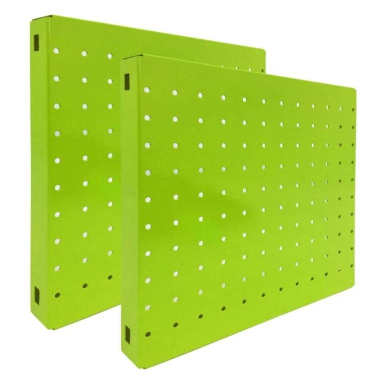 PROREGAL Doppelpack 2x Memoboard aus Stahl Gelocht HxBxT 30 x 30 x 3,5 cm Grün Lochblech Wandtafel Trägersystem von PROREGAL