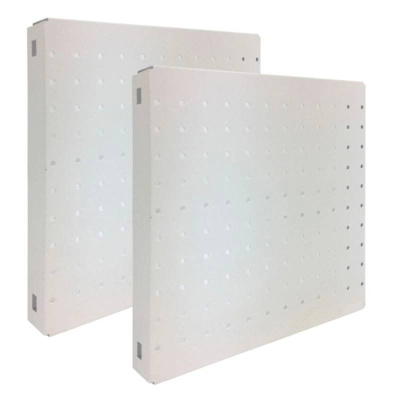 PROREGAL Doppelpack 2x Memoboard aus Stahl Gelocht HxBxT 30 x 30 x 3,5 cm Weiß Lochblech Wandtafel Trägersystem von PROREGAL