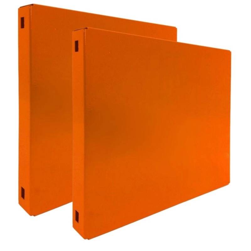 PROREGAL Doppelpack 2x Memoboard aus Stahl Geschlossen HxBxT 30 x 30 x 3,5 cm Orange Wandtafel Trägersystem von PROREGAL