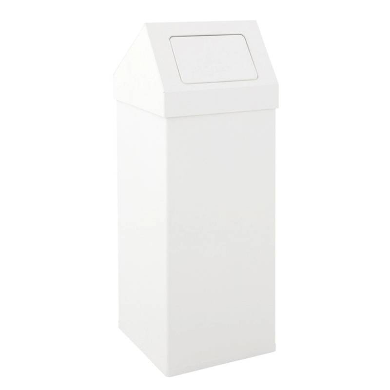 PROREGAL Eckiger AlumInium Abfallbehälter Haiti Mit Push Deckel 110 Liter HxBxT 100 x 39 x 39 cm Weiß von PROREGAL