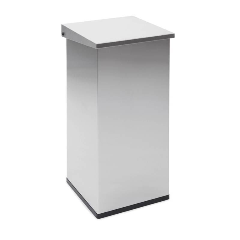 PROREGAL Eckiger Feuerfester Abfallbehälter Haiti Mit Softclose Hebedeckel 55 Liter HxBxT 60 x 30 x 30 cm Edelstahl & Silber von PROREGAL