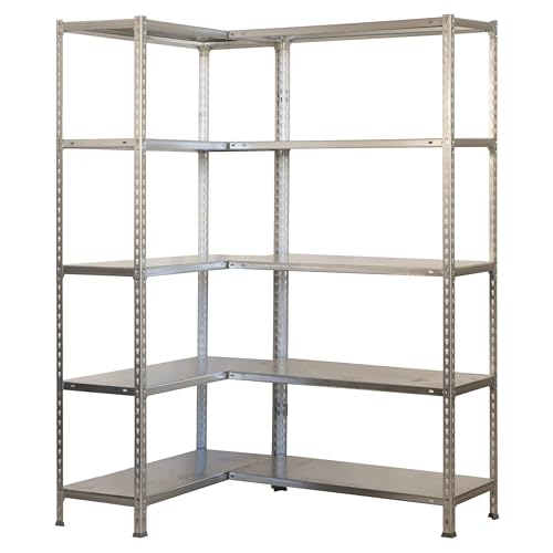 PROREGAL Eckregal Big Metal Shark | HxBxT 200x140x40cm | Fachlast 80kg | Verzinkt | Regal Standregal Aufbewahrungsregal von PROREGAL
