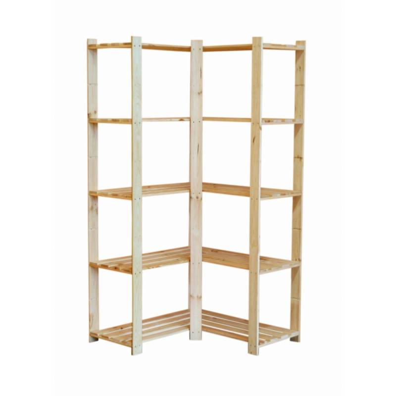 PROREGAL Eckregal Pinepeak HxBxT 170 x 85 x 38 cm 5 Fachboden 1,2 cm Dickes Kiefernholz Natur von PROREGAL