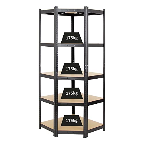 PROREGAL Eckregal Ragnar 1x: 180x70x40cm Grau Fachlast 175kg, Kellerregal, Steckregal, Garagenregal, Lagerregal von PROREGAL