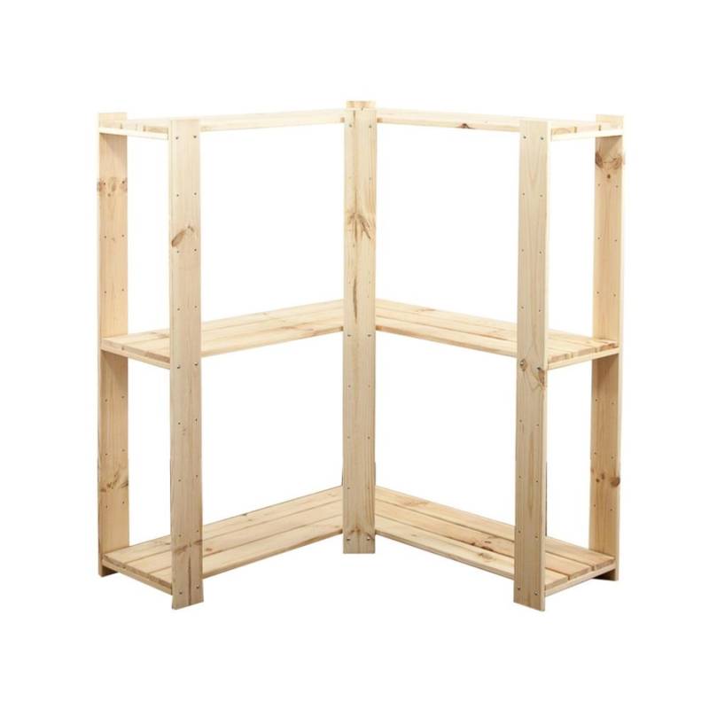 PROREGAL Eckregal Woodland HxBxT 115 x 85 x 30 cm Fachlast 120 kg 3 Fachboden Kiefernholz Natur von PROREGAL