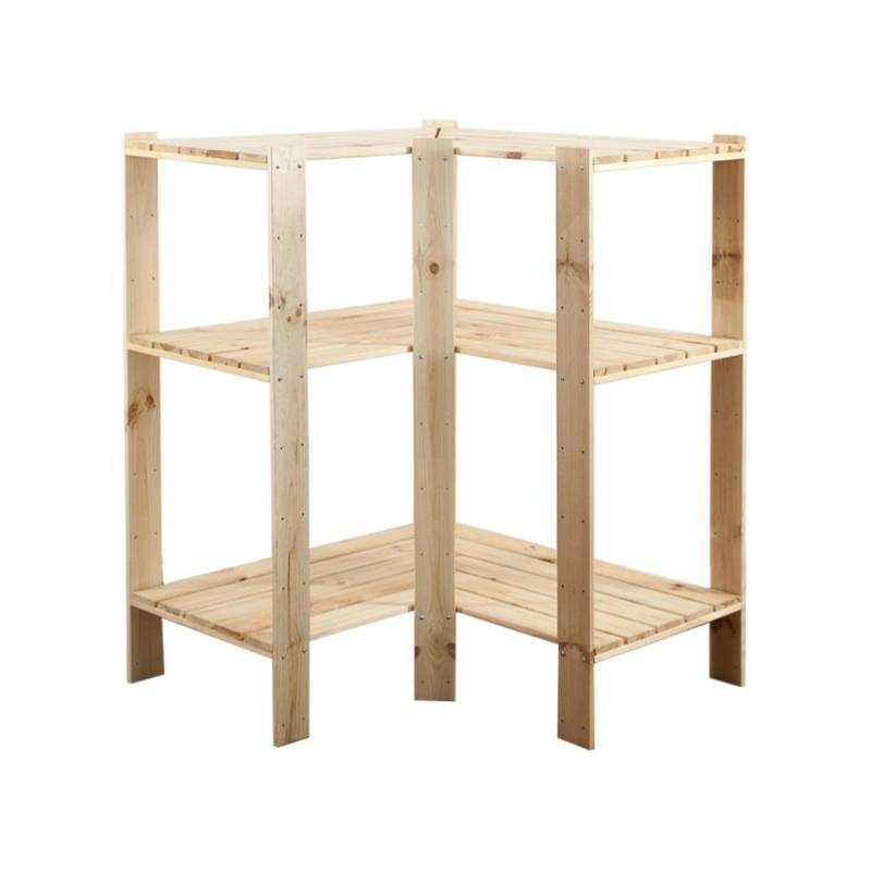 PROREGAL Eckregal Woodland HxBxT 115 x 85 x 30 cm Fachlast 120 kg 4 Fachboden Kiefernholz Natur von PROREGAL