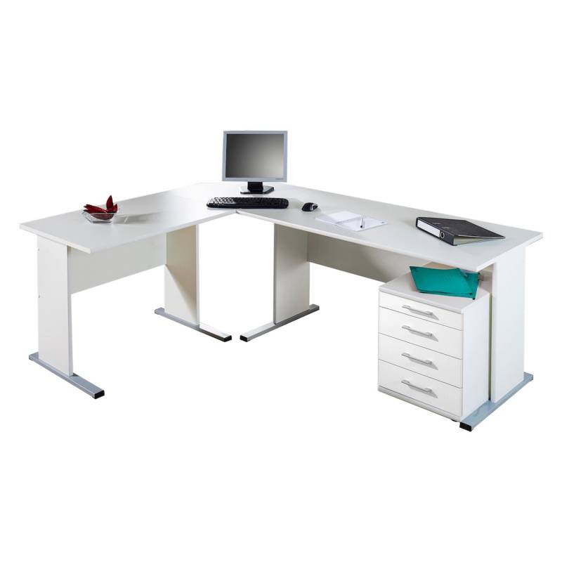 PROREGAL Eckschreibtisch Tiger HxBxT 75 x 205 x 155 cm Kurze Seite Links Weiß von PROREGAL