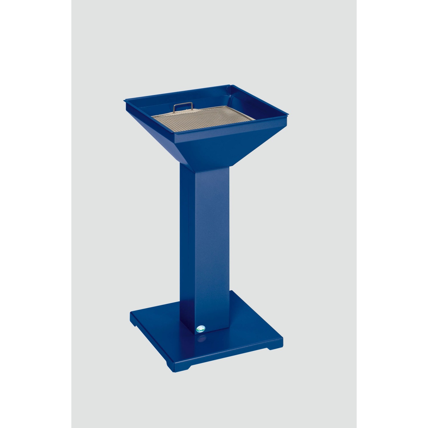 PROREGAL Eleganter Ascher Mit Standsicherer Bodenplatte Inkl. Kippensieb HxBxT 73 x 32,5 x 32,5 cm Verzinkter Stahl Blau von PROREGAL