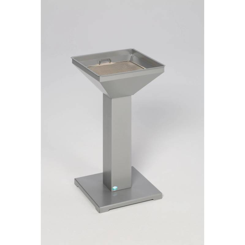 PROREGAL Eleganter Ascher Mit Standsicherer Bodenplatte Inkl. Kippensieb HxBxT 73 x 32,5 x 32,5 cm Verzinkter Stahl Silber von PROREGAL