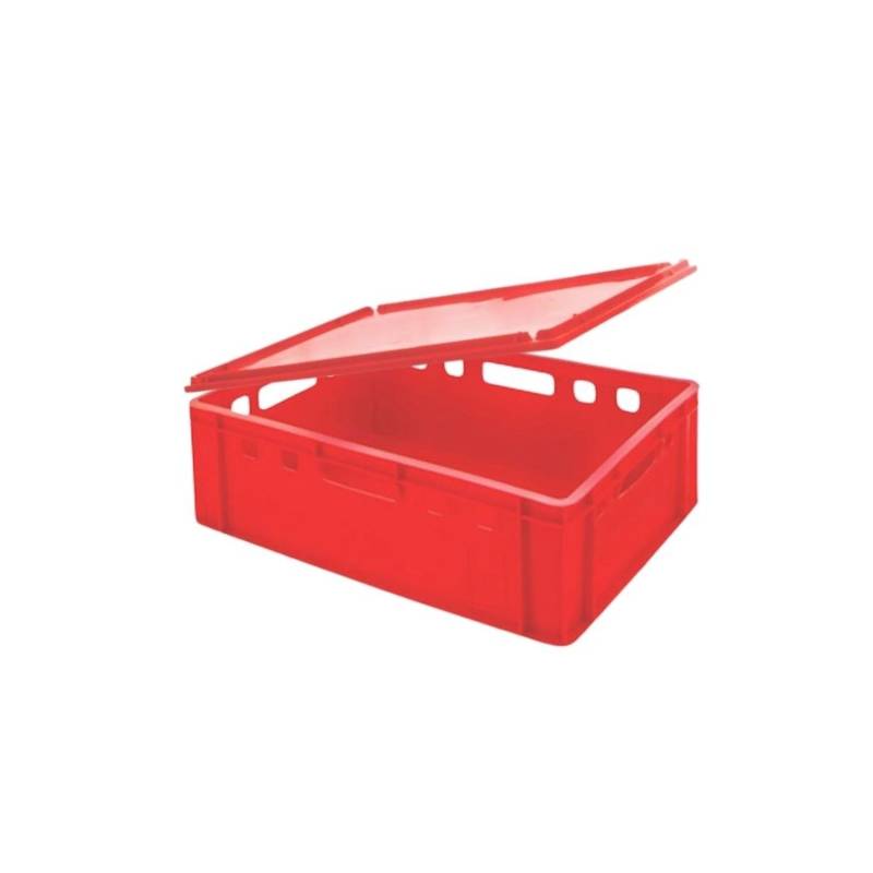 PROREGAL Eurobehälter Fleischerkasten E2 mit Auflagedeckel HxBxT 20 x 40 x 60 cm 41 Liter Rot Fleischerkiste Fleischkiste Metzgerkiste von PROREGAL