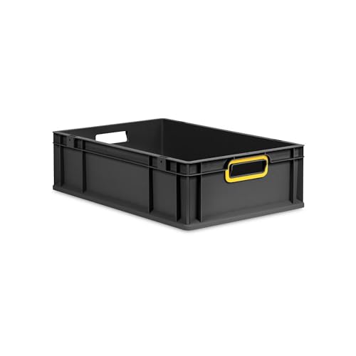 PROREGAL Eurobox NextGen Color | HxBxT 17x40x60cm | 34 Liter | Griffe gelb offen | Schwarz | Eurobehälter, Transportbox, Transportbehälter, Stapelbehälter PROREGAL Eurobox NextGen Color | HxBxT 17x40x60cm | 34 Liter | Griffe gelb offen | Schwarz | Eurobehälter, Transportbox, Transportbehälter, Stapelbehälter von PROREGAL