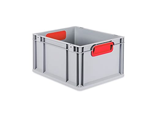 PROREGAL Eurobox NextGen Color | HxBxT 22x30x40cm | 20 Liter | Griffe rot geschlossen | Glatter Boden | Eurobehälter, Transportbox, Transportbehälter, Stapelbehälter von PROREGAL