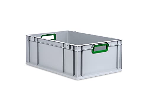 PROREGAL Eurobox NextGen Color | HxBxT 22x40x60cm | 44 Liter | Griffe grün offen | Verstärkter Boden | Eurobehälter, Transportbox, Transportbehälter, Stapelbehälter von PROREGAL