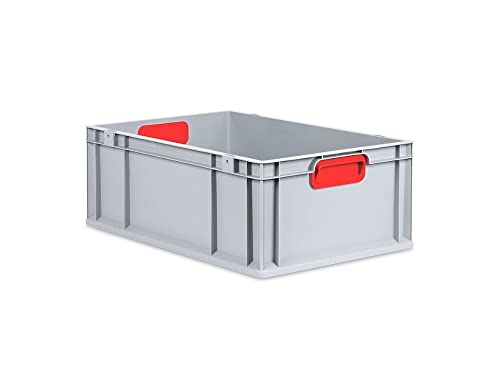 PROREGAL Eurobox NextGen Color | HxBxT 22x40x60cm | 44 Liter | Griffe rot geschlossen | Verstärkter Boden | Eurobehälter, Transportbox, Transportbehälter, Stapelbehälter von PROREGAL