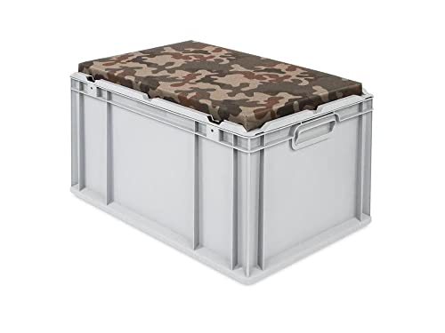 PROREGAL Eurobox NextGen Seat Box Camouflage | HxBxT 36,5x40x60cm | 65 Liter | Griffe geschlossen | Eurobehälter, Sitzbox, Transportbox, Transportbehälter, Stapelbehälter von PROREGAL