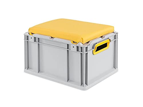 PROREGAL Eurobox NextGen Seat Box Gelb | HxBxT 26,5x30x40cm | 20 Liter | Griffe offen | Eurobehälter, Sitzbox, Transportbox, Transportbehälter, Stapelbehälter von PROREGAL