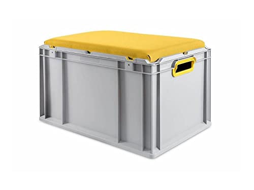 PROREGAL Eurobox NextGen Seat Box Gelb | HxBxT 36,5x40x60cm | 65 Liter | Griffe offen | Eurobehälter, Sitzbox, Transportbox, Transportbehälter, Stapelbehälter von PROREGAL