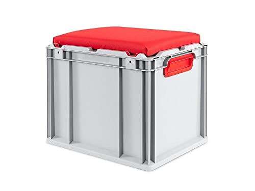 PROREGAL Eurobox NextGen Seat Box Rot | HxBxT 36,5x30x40cm | 30 Liter | Griffe geschlossen | Eurobehälter, Sitzbox, Transportbox, Transportbehälter, Stapelbehälter von PROREGAL