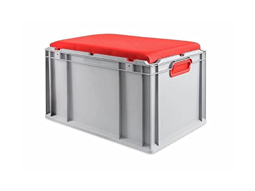 PROREGAL Eurobox NextGen Seat Box Rot | HxBxT 36,5x40x60cm | 65 Liter | Griffe geschlossen | Eurobehälter, Sitzbox, Transportbox, Transportbehälter, Stapelbehälter von PROREGAL