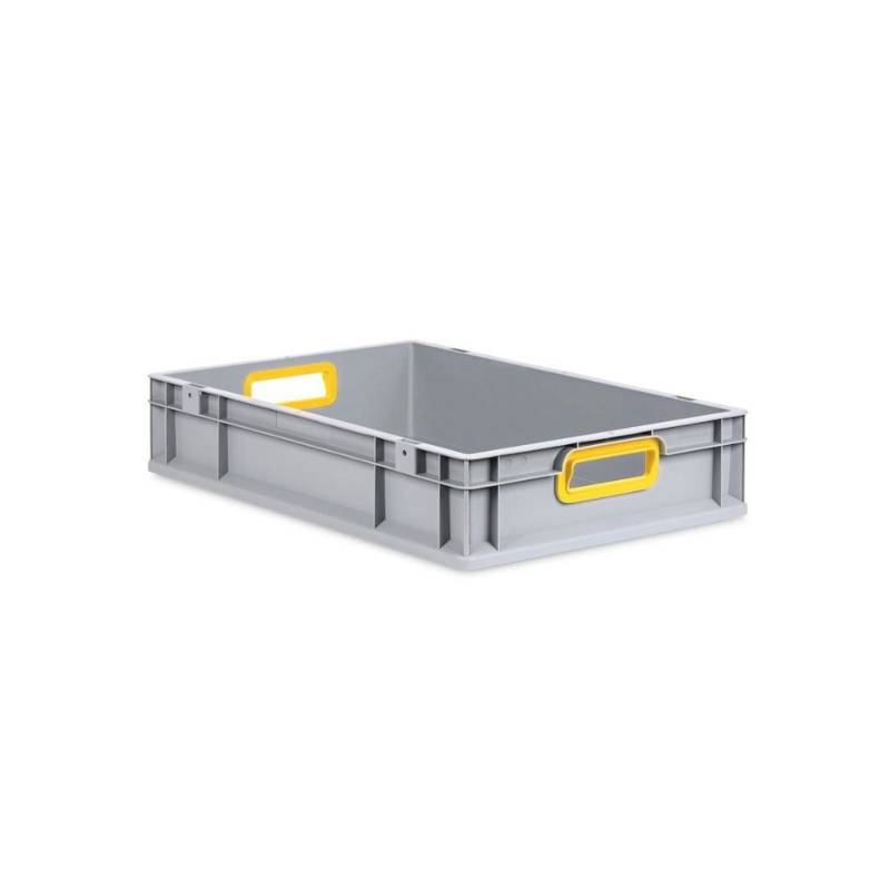 PROREGAL Eurobox Nextgen Color HxBxT 12 x 40 x 60 cm 23 Liter Griffe Gelb Offen Glatter Boden Eurobehälter Transportbox von PROREGAL