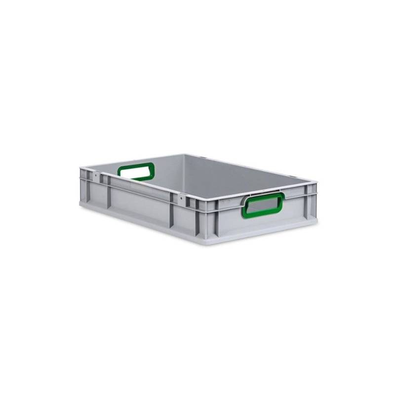 PROREGAL Eurobox Nextgen Color HxBxT 12 x 40 x 60 cm 23 Liter Griffe Grün Offen Glatter Boden Eurobehälter Transportbox von PROREGAL