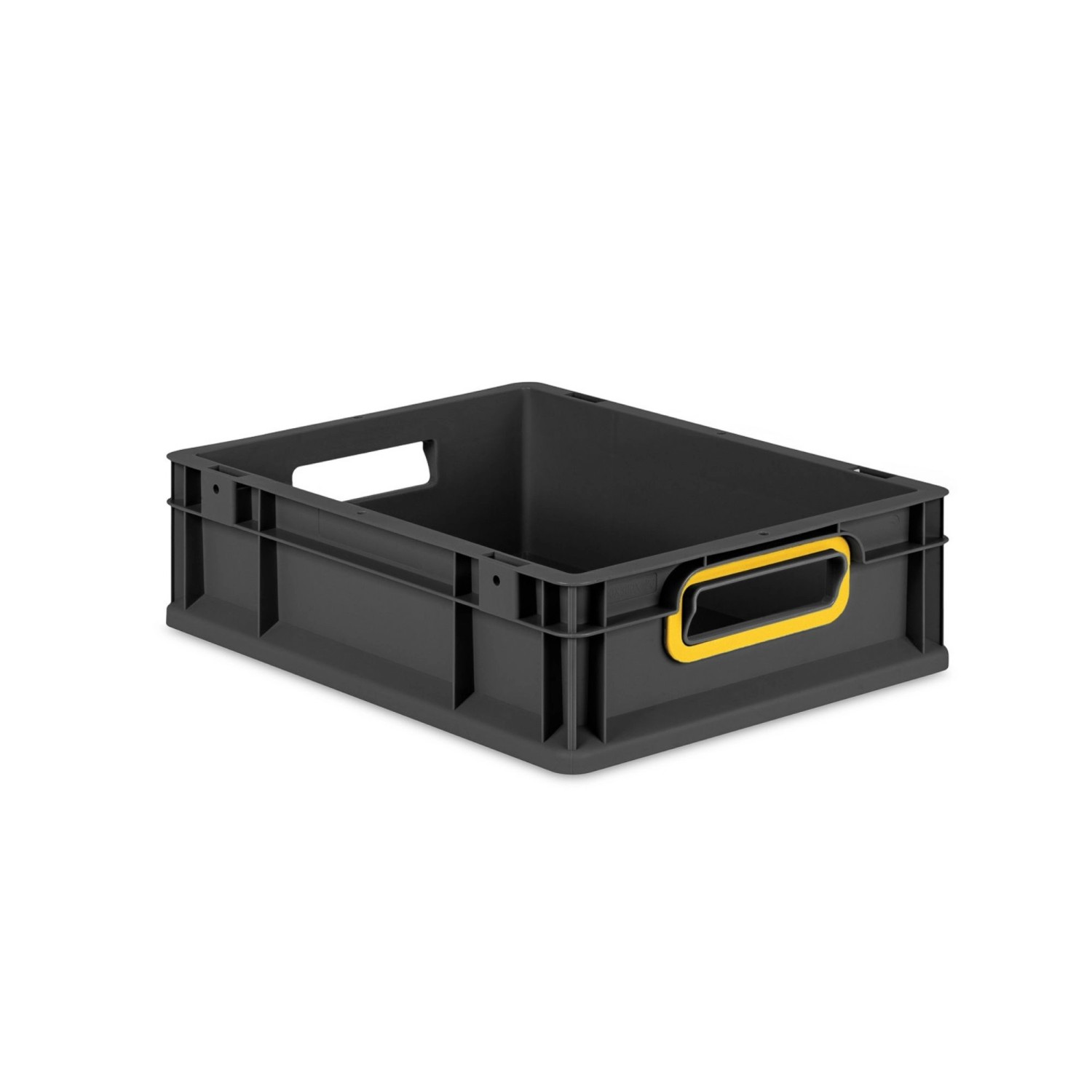 PROREGAL Eurobox Nextgen Color HxBxT 12x30x40cm 11 Liter Griffe Gelb Offen Schwarz Eurobehälter Transportbox Transportbehälter von PROREGAL
