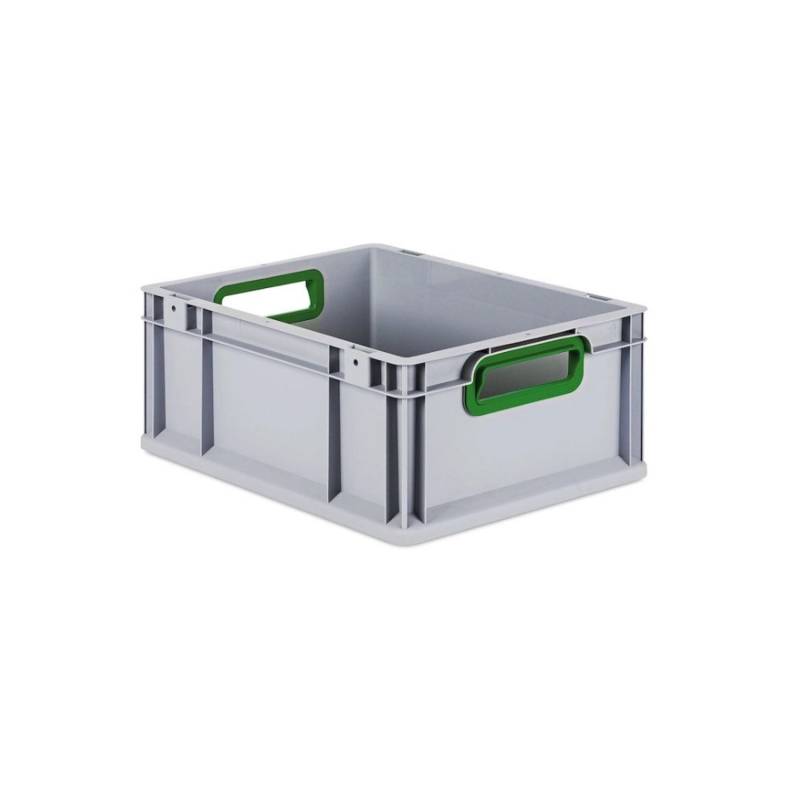 PROREGAL Eurobox Nextgen Color HxBxT 17 x 30 x 40 cm 16 Liter Griffe Grün Offen Glatter Boden Eurobehälter Transportbox von PROREGAL