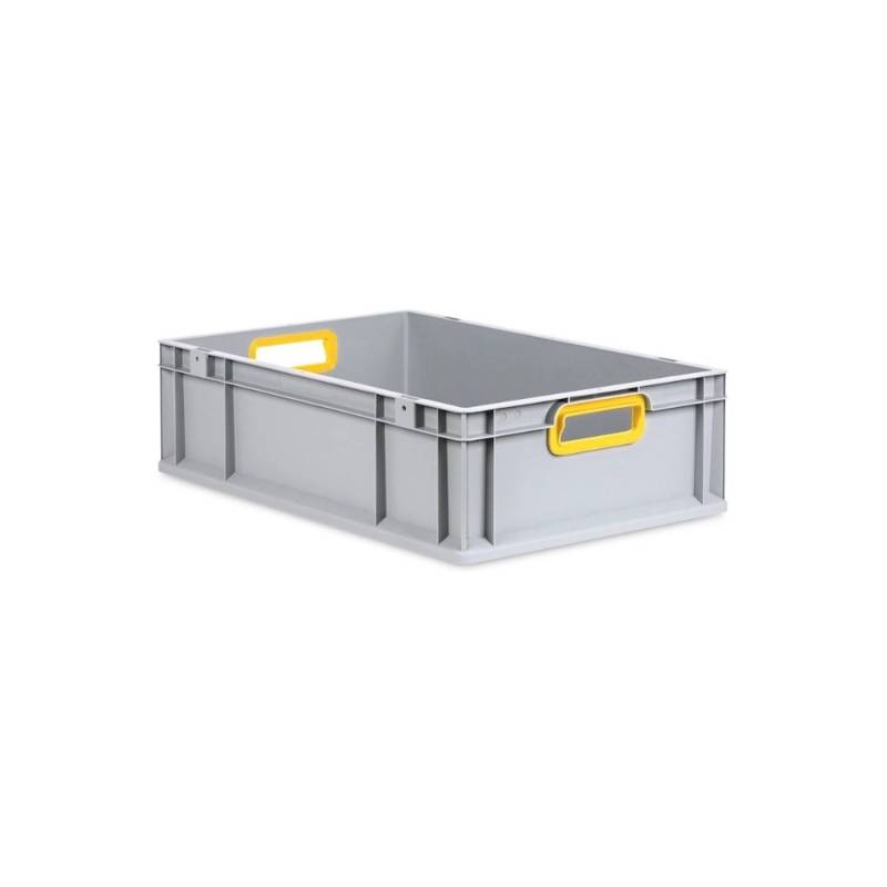 PROREGAL Eurobox Nextgen Color HxBxT 17 x 40 x 60 cm 34 Liter Griffe Gelb Offen Glatter Boden Eurobehälter Transportbox von PROREGAL