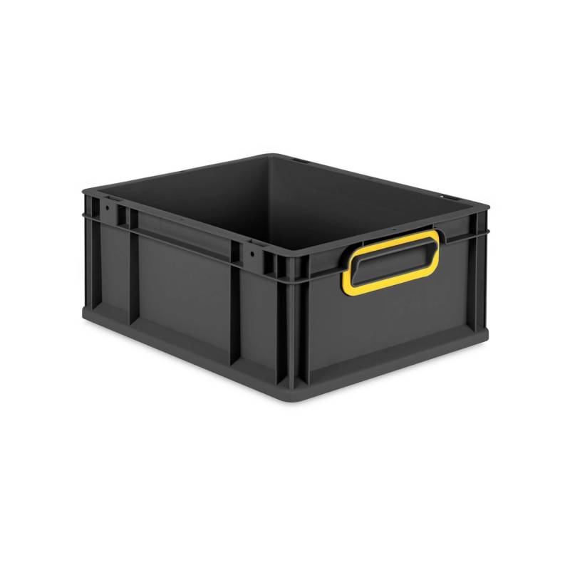 PROREGAL Eurobox Nextgen Color HxBxT 17x30x40cm 16 Liter Griffe Gelb Geschlossen Schwarz Eurobehälter Transportbox Transportbehälter von PROREGAL