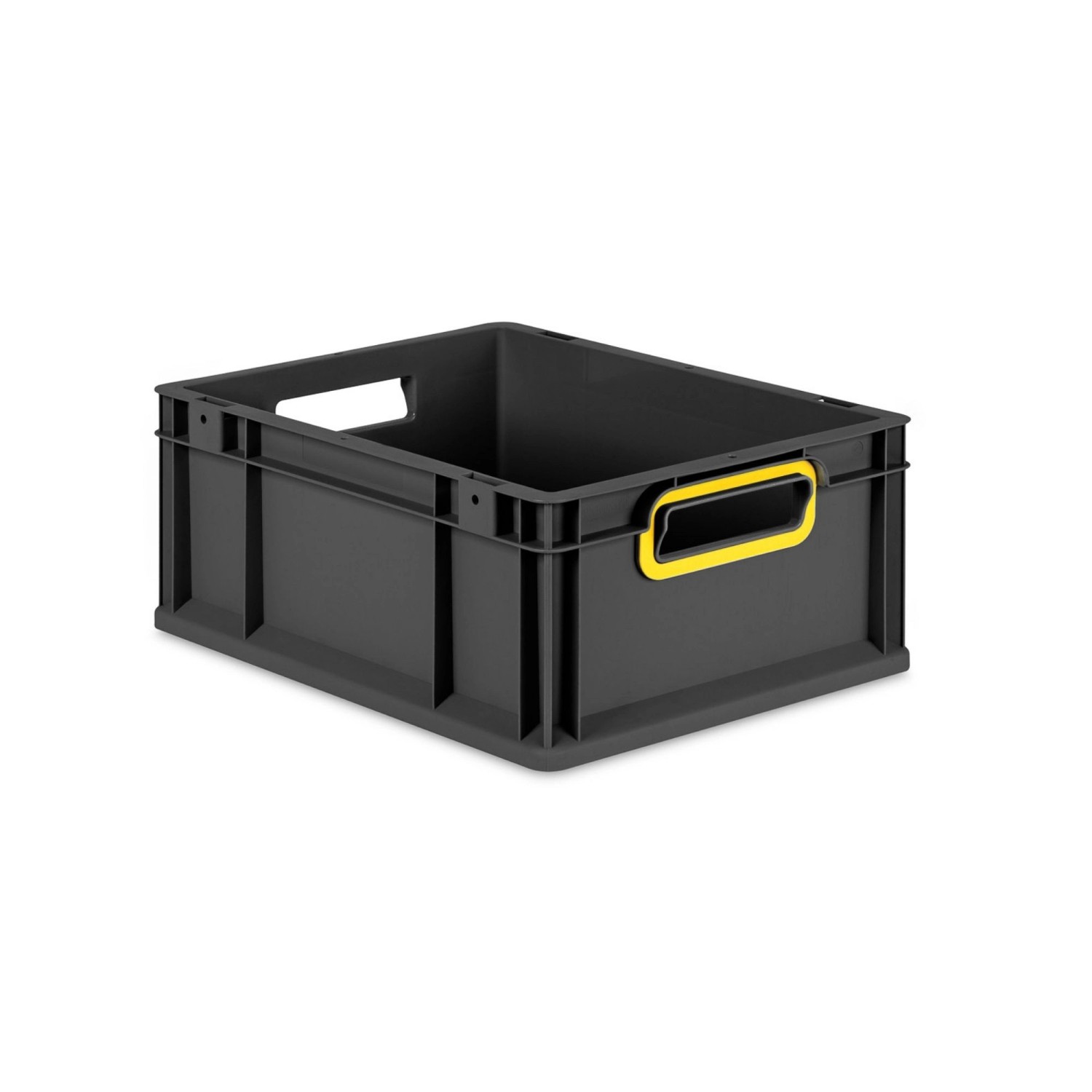 PROREGAL Eurobox Nextgen Color HxBxT 17x30x40cm 16 Liter Griffe Gelb Offen Schwarz Eurobehälter Transportbox Transportbehälter von PROREGAL