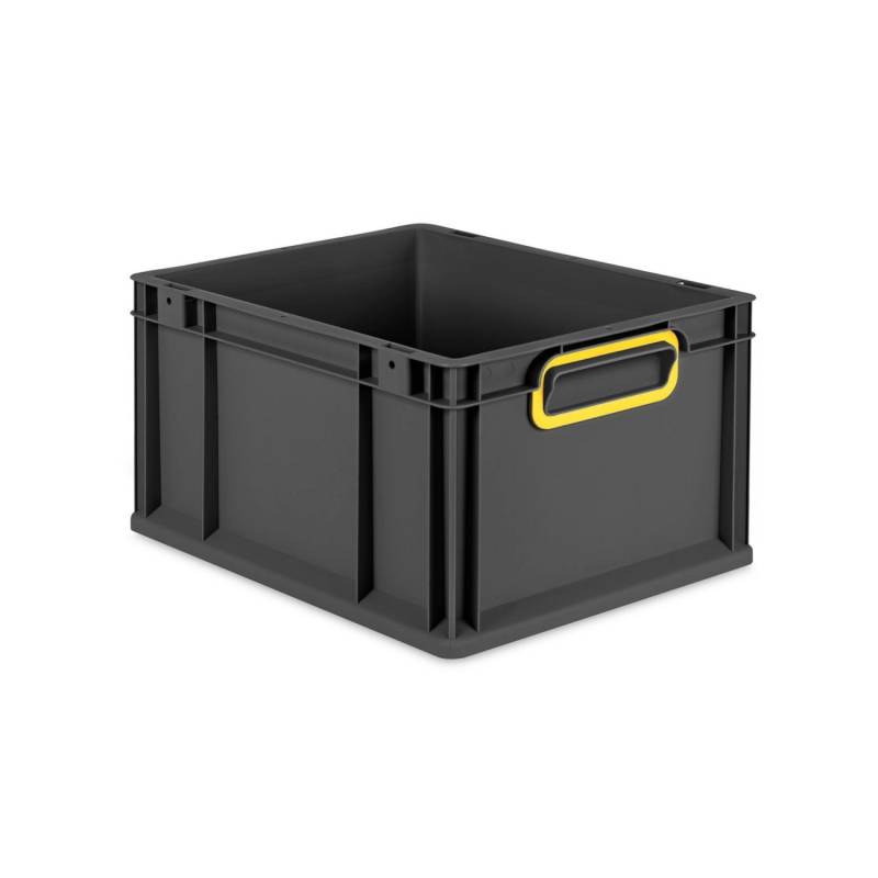 PROREGAL Eurobox Nextgen Color HxBxT 22x30x40cm 20 Liter Griffe Gelb Geschlossen Schwarz Eurobehälter Transportbox Transportbehälter von PROREGAL