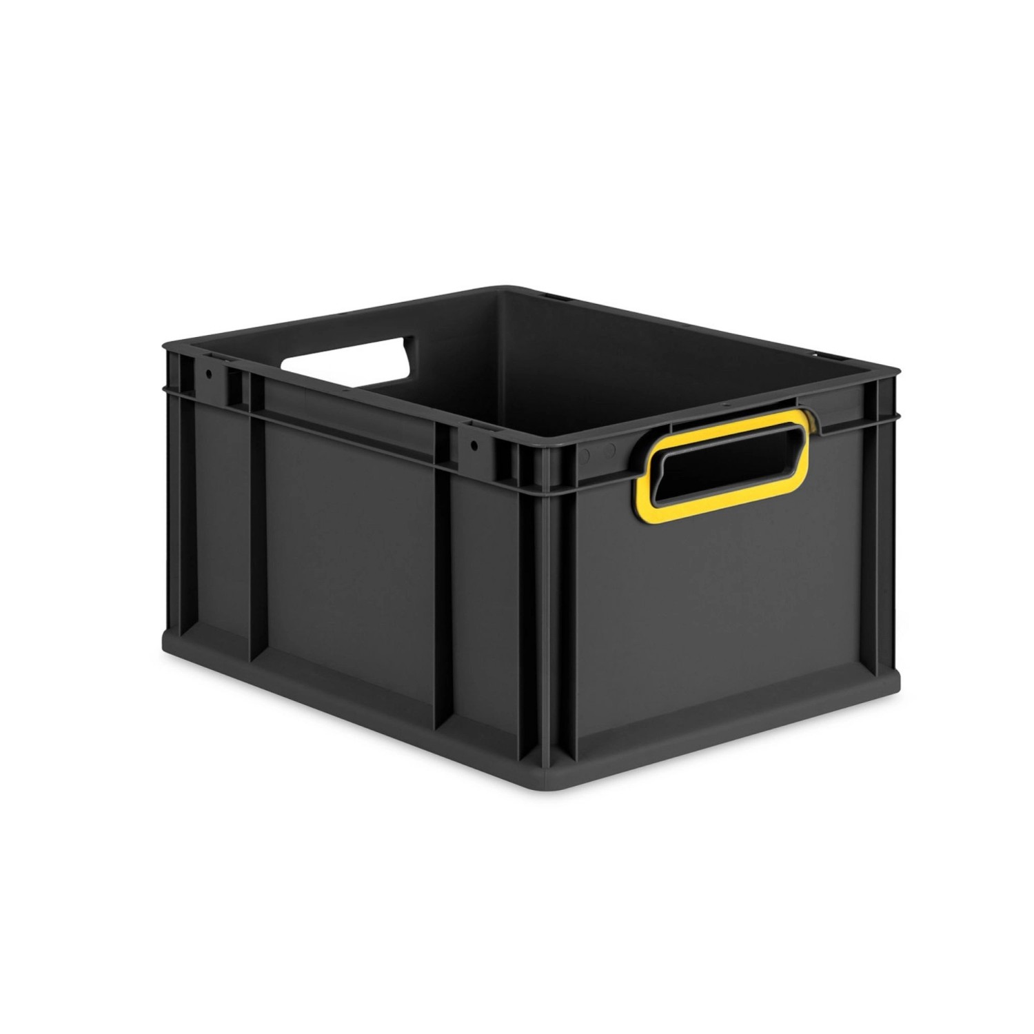 PROREGAL Eurobox Nextgen Color HxBxT 22x30x40cm 20 Liter Griffe Gelb Offen Schwarz Eurobehälter Transportbox Transportbehälter von PROREGAL