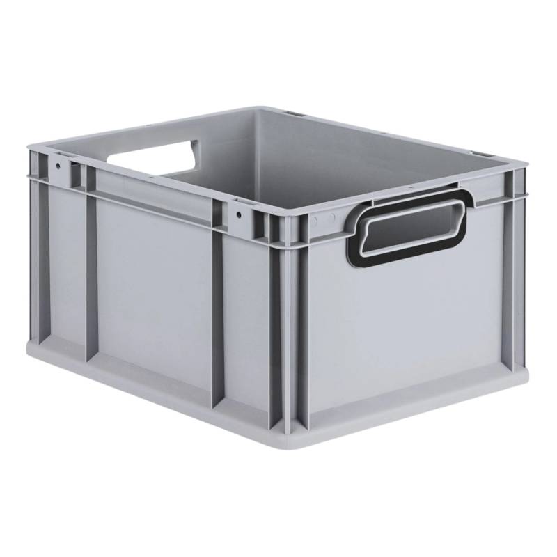 PROREGAL Eurobox Nextgen Color HxBxT 22x30x40cm 20 Liter Griffe Schwarz Offen Grau Eurobehälter Transportbox Transportbehälter von PROREGAL