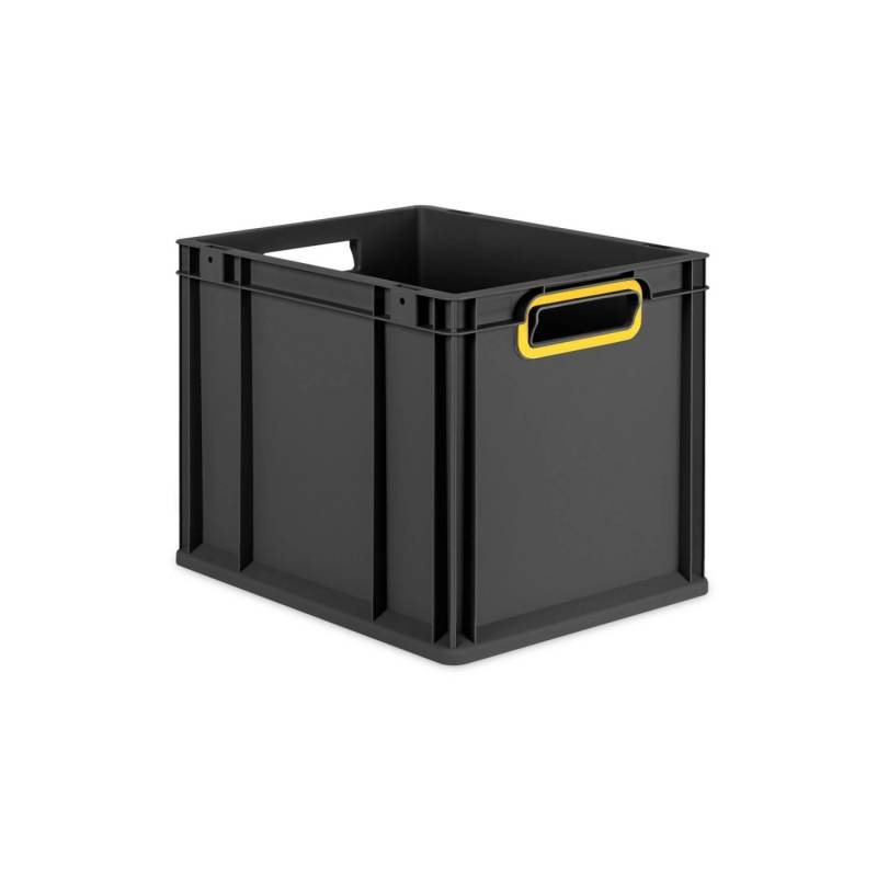 PROREGAL Eurobox Nextgen Color HxBxT 32x30x40cm 30 Liter Griffe Gelb Offen Schwarz Eurobehälter Transportbox Transportbehälter von PROREGAL