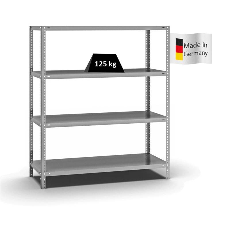 PROREGAL Fachbodenregal Schraubsystem Light-Duty Grundregal HxBxT 150 x 130 x 50 cm 4 Ebenen Fachlast 125 kg Beidseitig Nutzbar Verzinkt von PROREGAL