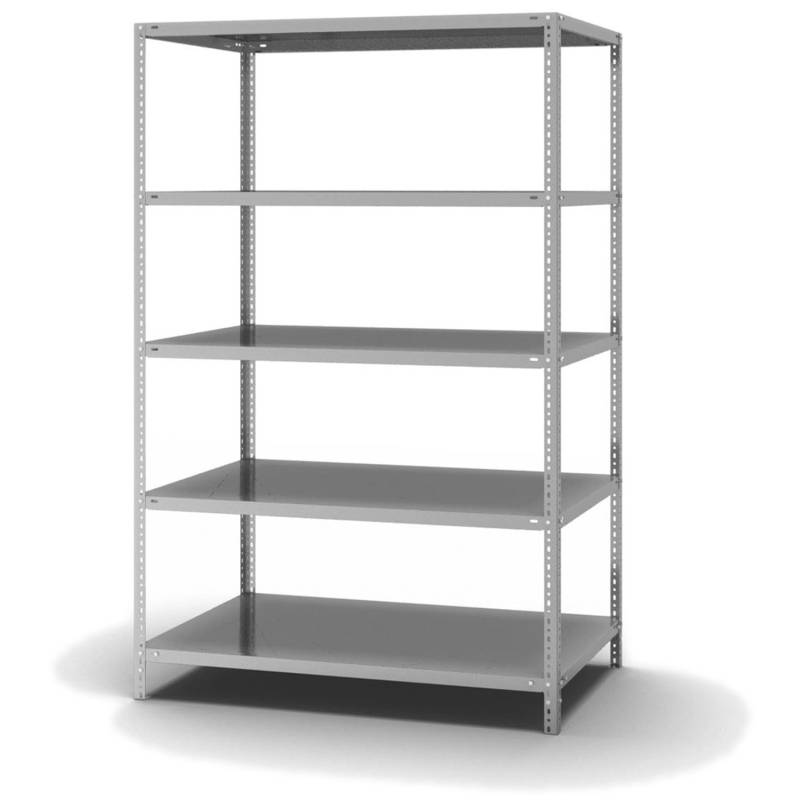 PROREGAL Fachbodenregal Schraubsystem Light-Duty Grundregal HxBxT 200 x 100 x 40 cm 5 Ebenen Fachlast 125 kg Beidseitig Nutzbar Verzinkt von PROREGAL