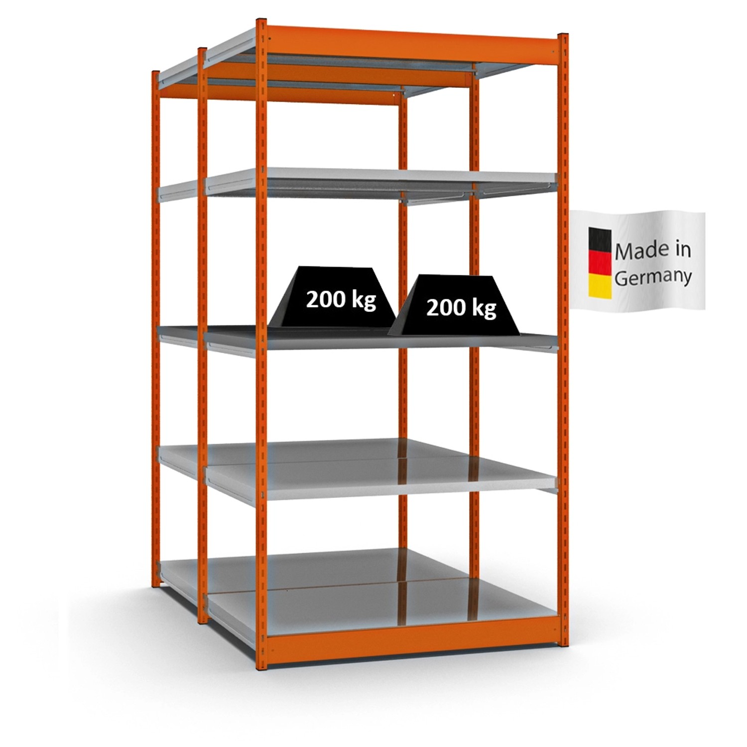PROREGAL Fachbodenregal Stecksystem Vierkant-Profil Grundregal HxBxT 200 x 132,5 x 80 cm 2x5 Ebenen Doppelseitige Bauart Fachlast 200 kg Orange PROREGAL Fachbodenregal Stecksystem Vierkant-Profil Grundregal HxBxT 200 x 132,5 x 80 cm 2x5 Ebenen Doppelseitige Bauart Fachlast 200 kg Orange von PROREGAL