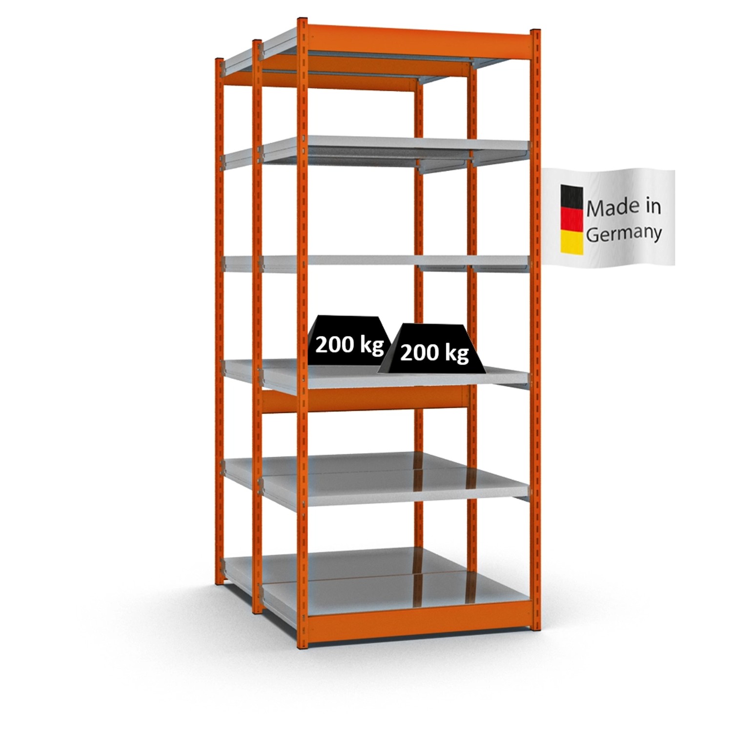 PROREGAL Fachbodenregal Stecksystem Vierkant-Profil Grundregal HxBxT 250 x 102,5 x 60 cm 2x6 Ebenen Doppelseitige Bauart Fachlast 200 kg Orange PROREGAL Fachbodenregal Stecksystem Vierkant-Profil Grundregal HxBxT 250 x 102,5 x 60 cm 2x6 Ebenen Doppelseitige Bauart Fachlast 200 kg Orange von PROREGAL