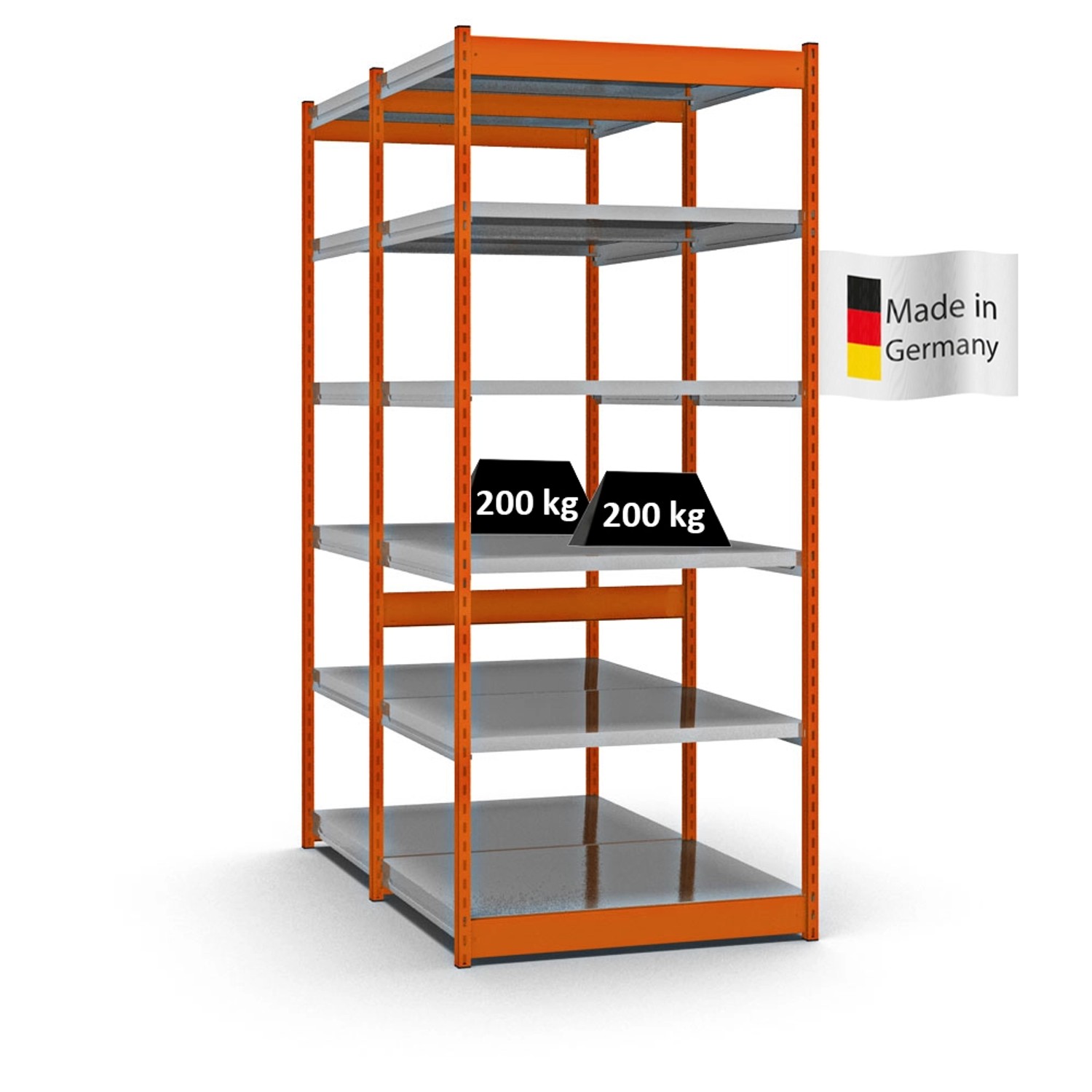 PROREGAL Fachbodenregal Stecksystem Vierkant-Profil Grundregal HxBxT 250 x 102,5 x 80 cm 2x6 Ebenen Doppelseitige Bauart Fachlast 200 kg Orange PROREGAL Fachbodenregal Stecksystem Vierkant-Profil Grundregal HxBxT 250 x 102,5 x 80 cm 2x6 Ebenen Doppelseitige Bauart Fachlast 200 kg Orange von PROREGAL