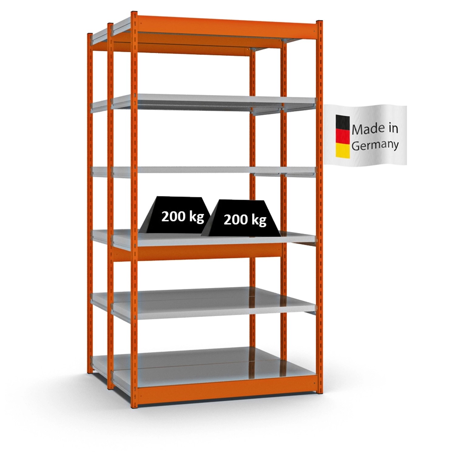 PROREGAL Fachbodenregal Stecksystem Vierkant-Profil Grundregal HxBxT 250 x 132,5 x 50 cm 2x6 Ebenen Doppelseitige Bauart Fachlast 200 kg Orange PROREGAL Fachbodenregal Stecksystem Vierkant-Profil Grundregal HxBxT 250 x 132,5 x 50 cm 2x6 Ebenen Doppelseitige Bauart Fachlast 200 kg Orange von PROREGAL