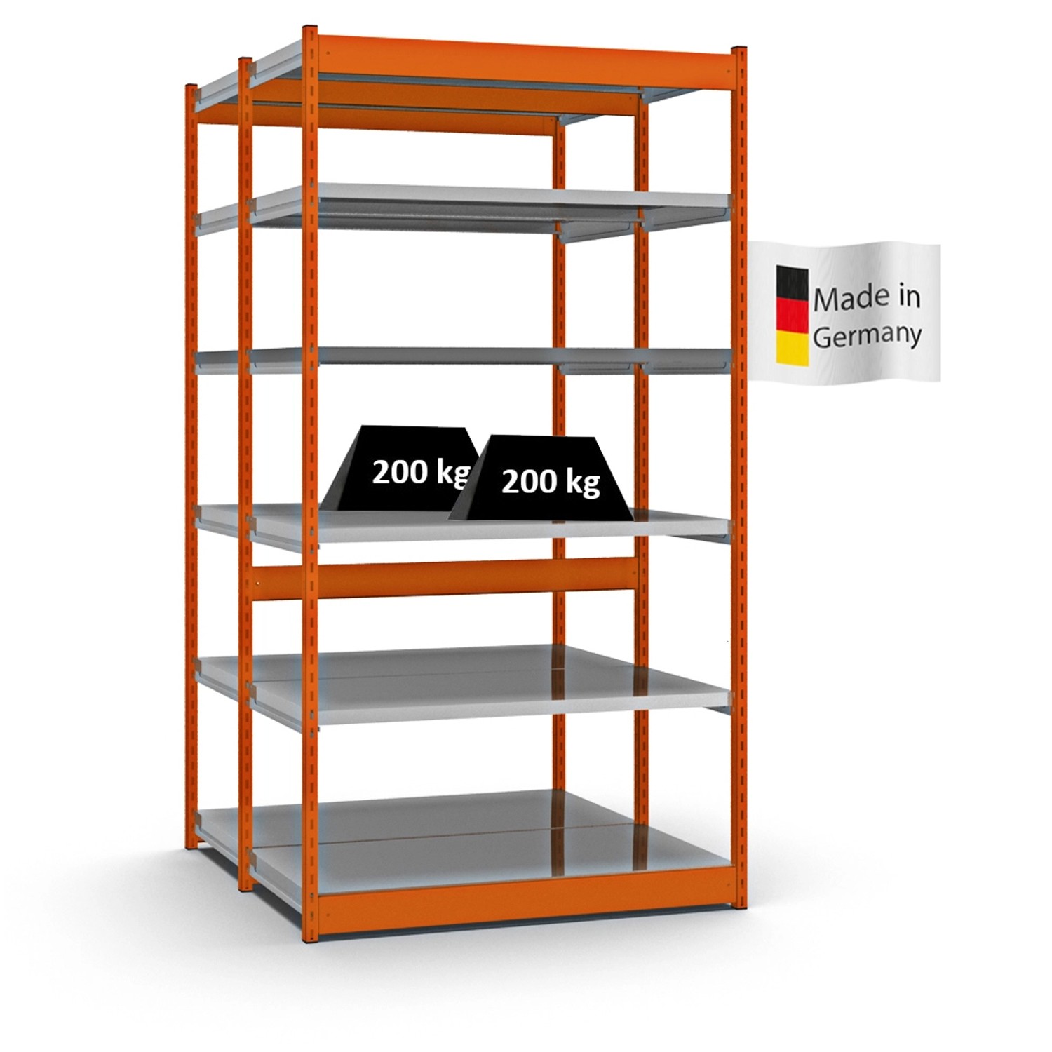 PROREGAL Fachbodenregal Stecksystem Vierkant-Profil Grundregal HxBxT 250 x 132,5 x 60 cm 2x6 Ebenen Doppelseitige Bauart Fachlast 200 kg Orange PROREGAL Fachbodenregal Stecksystem Vierkant-Profil Grundregal HxBxT 250 x 132,5 x 60 cm 2x6 Ebenen Doppelseitige Bauart Fachlast 200 kg Orange von PROREGAL