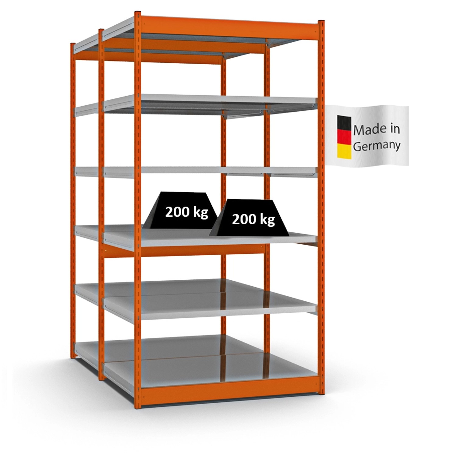 PROREGAL Fachbodenregal Stecksystem Vierkant-Profil Grundregal HxBxT 250 x 132,5 x 80 cm 2x6 Ebenen Doppelseitige Bauart Fachlast 200 kg Orange PROREGAL Fachbodenregal Stecksystem Vierkant-Profil Grundregal HxBxT 250 x 132,5 x 80 cm 2x6 Ebenen Doppelseitige Bauart Fachlast 200 kg Orange von PROREGAL