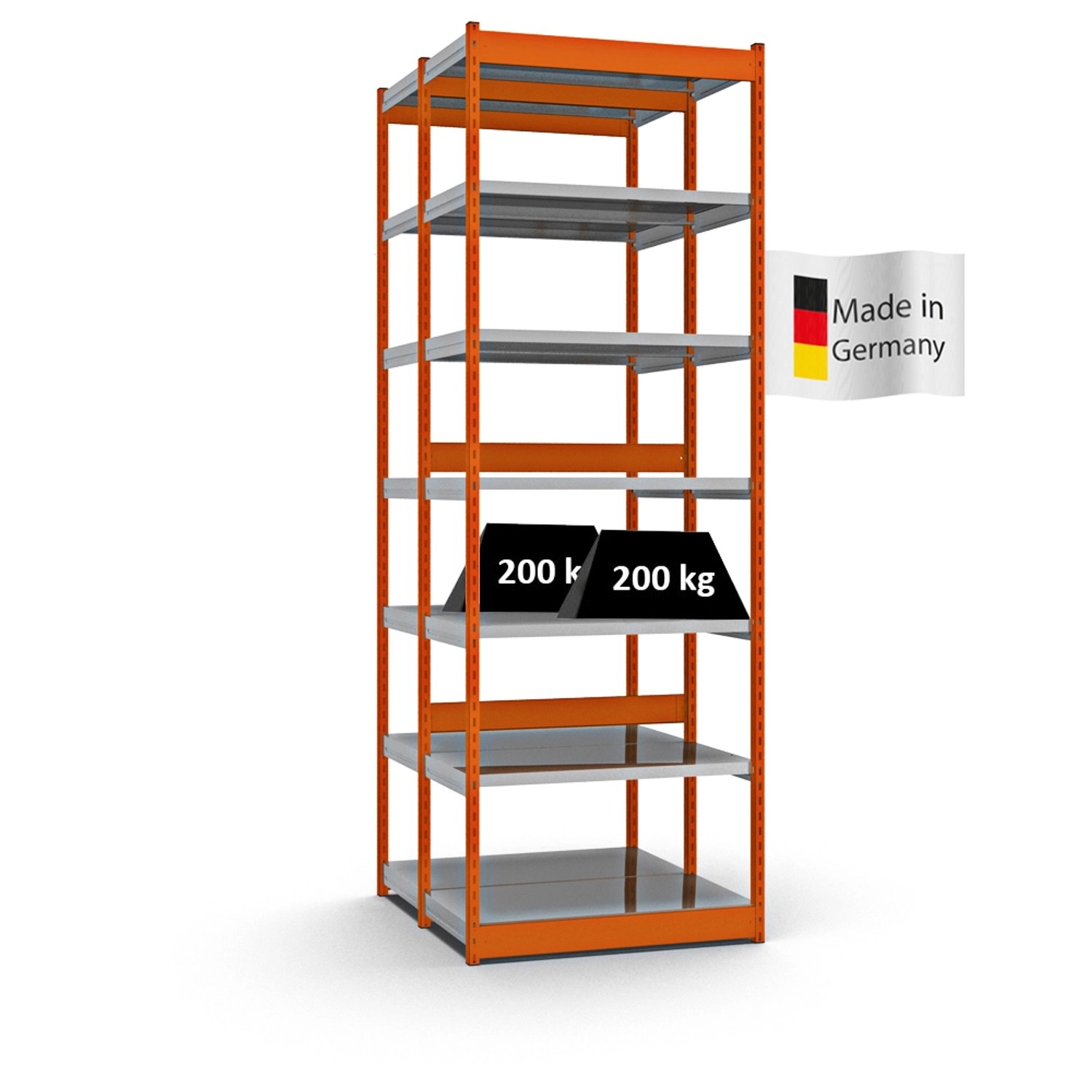 PROREGAL Fachbodenregal Stecksystem Vierkant-Profil Grundregal HxBxT 300 x 102,5 x 50 cm 2x7 Ebenen Doppelseitige Bauart Fachlast 200 kg Orange PROREGAL Fachbodenregal Stecksystem Vierkant-Profil Grundregal HxBxT 300 x 102,5 x 50 cm 2x7 Ebenen Doppelseitige Bauart Fachlast 200 kg Orange von PROREGAL