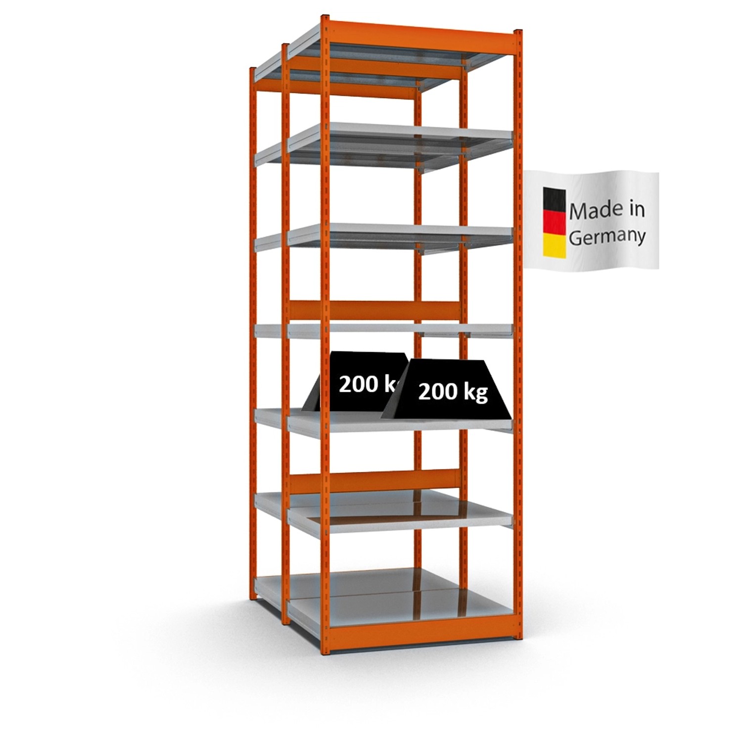 PROREGAL Fachbodenregal Stecksystem Vierkant-Profil Grundregal HxBxT 300 x 102,5 x 60 cm 2x7 Ebenen Doppelseitige Bauart Fachlast 200 kg Orange PROREGAL Fachbodenregal Stecksystem Vierkant-Profil Grundregal HxBxT 300 x 102,5 x 60 cm 2x7 Ebenen Doppelseitige Bauart Fachlast 200 kg Orange von PROREGAL