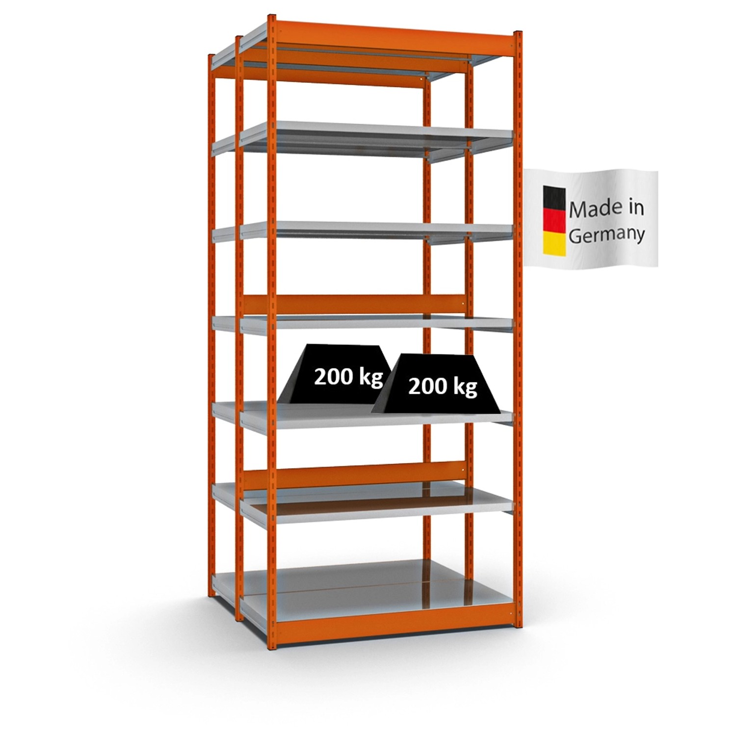 PROREGAL Fachbodenregal Stecksystem Vierkant-Profil Grundregal HxBxT 300 x 132,5 x 50 cm 2x7 Ebenen Doppelseitige Bauart Fachlast 200 kg Orange PROREGAL Fachbodenregal Stecksystem Vierkant-Profil Grundregal HxBxT 300 x 132,5 x 50 cm 2x7 Ebenen Doppelseitige Bauart Fachlast 200 kg Orange von PROREGAL