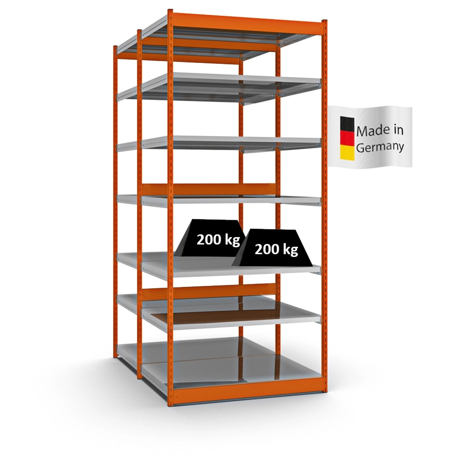 PROREGAL Fachbodenregal Stecksystem Vierkant-Profil Grundregal HxBxT 300 x 132,5 x 80 cm 2x7 Ebenen Doppelseitige Bauart Fachlast 200 kg Orange PROREGAL Fachbodenregal Stecksystem Vierkant-Profil Grundregal HxBxT 300 x 132,5 x 80 cm 2x7 Ebenen Doppelseitige Bauart Fachlast 200 kg Orange von PROREGAL